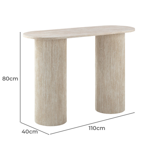 Tilly Travertine-Look Console Table