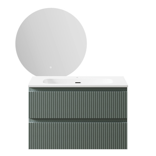 Panama 800mm Olive Vanity & LED Mirror Package