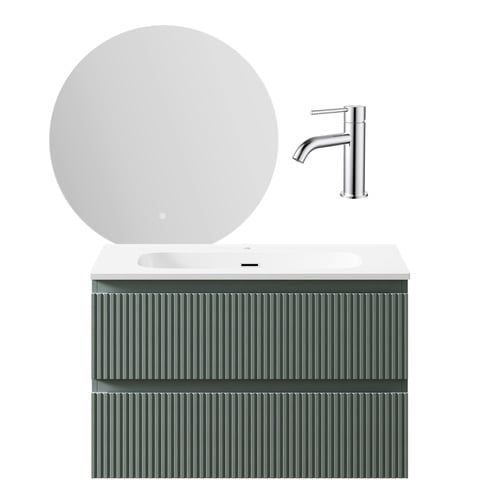 Panama 800mm Olive Vanity Package With Mixer & LED Mirror