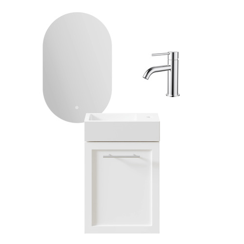 Dunes 400mm White Vanity Package With Mixer & LED Mirror