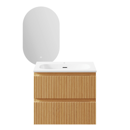 Panama 600mm Oak Vanity & LED Mirror Package