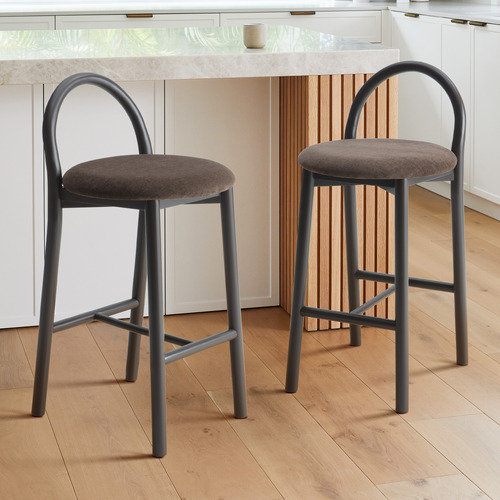65.5cm Lottie Arched Solid Beech Wood Bar Stool
