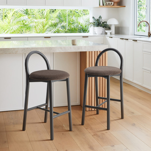 65.5cm Lottie Arched Solid Beech Wood Bar Stool