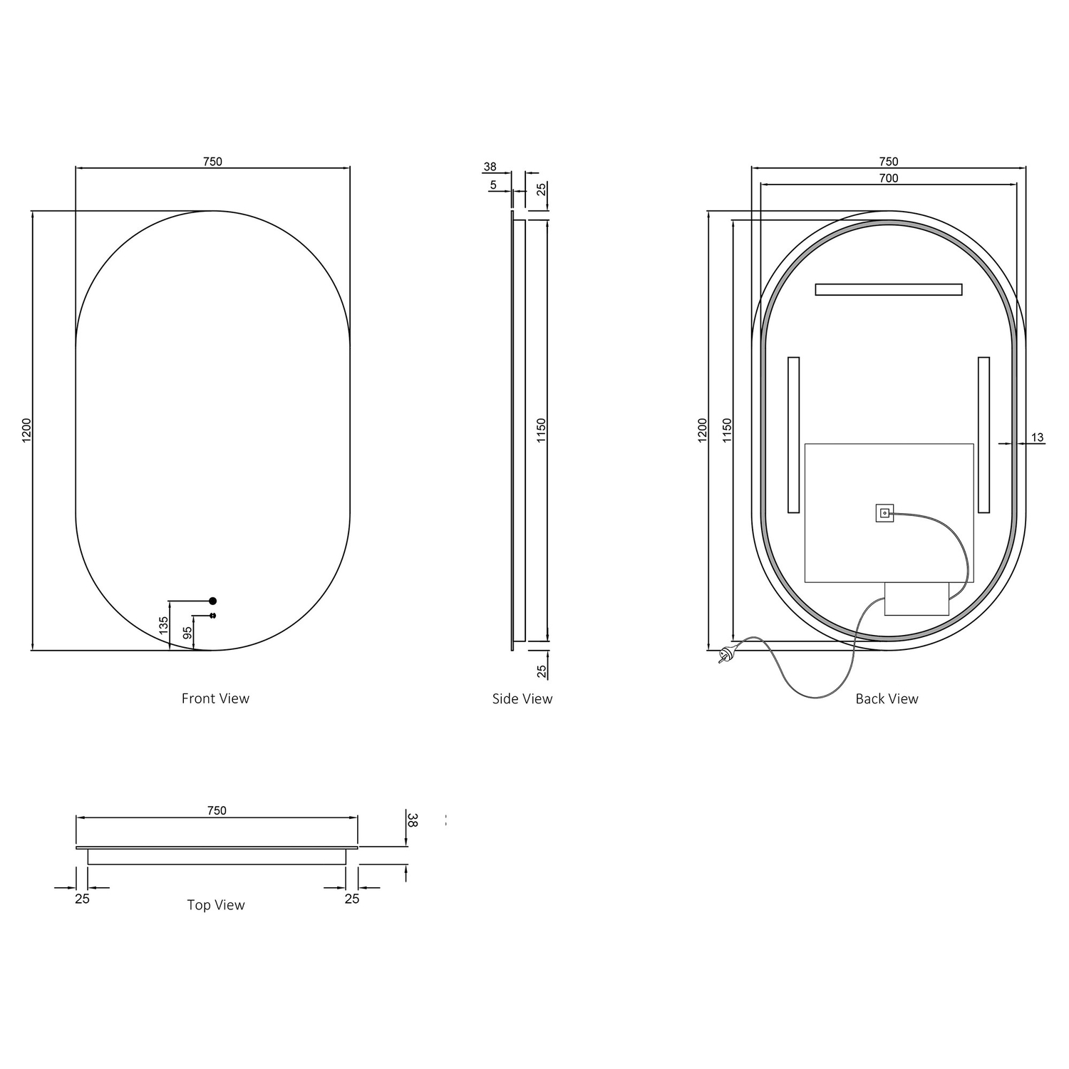 Panama 1200mm Oak Vanity Package With Mixer & LED Mirror