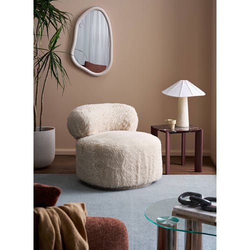 Dolly Faux Fur Swivel Accent Chair