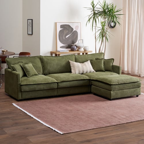 Coco 4 Seater Upholstered Modular Sofa & Ottoman Set