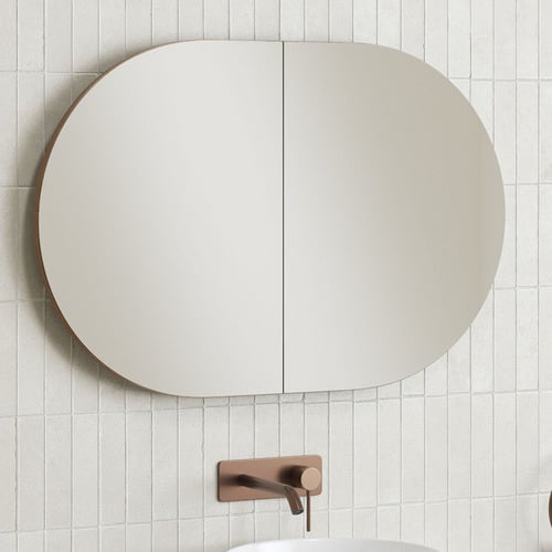 Mecca 900mm Oval Mirrored Shaving Cabinet