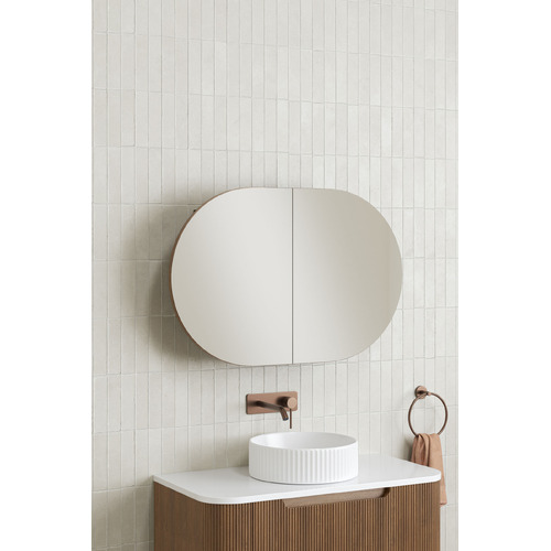 Mecca 900mm Oval Mirrored Shaving Cabinet