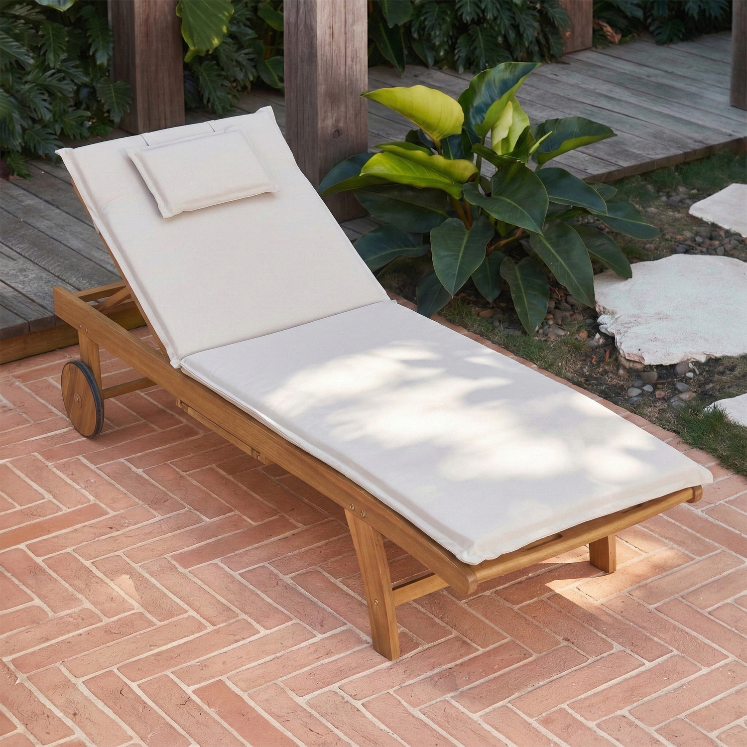 Monaco Wheeled Outdoor Hardwood Sun Lounger