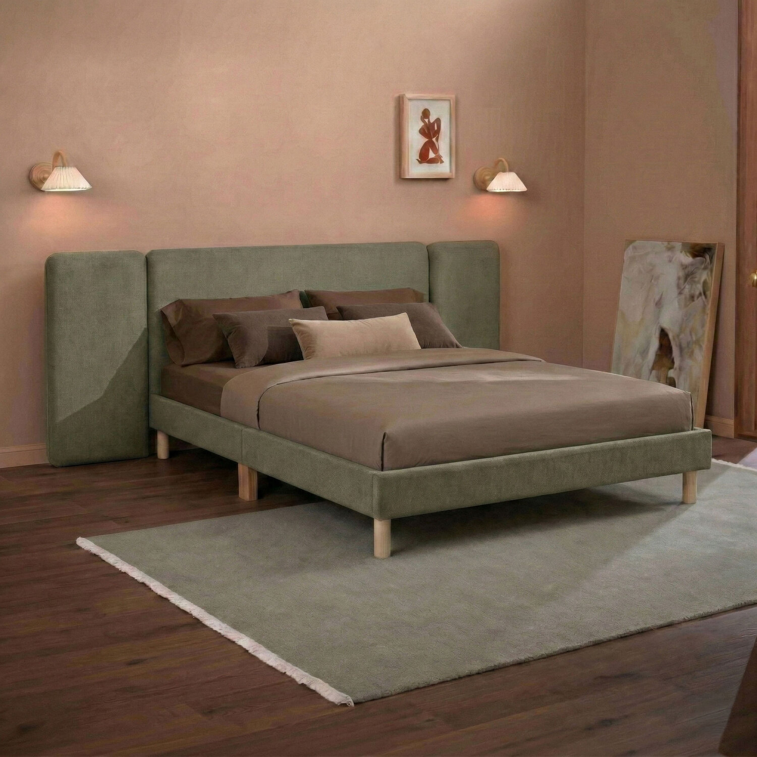 Croft Winged Chenille Bed Frame