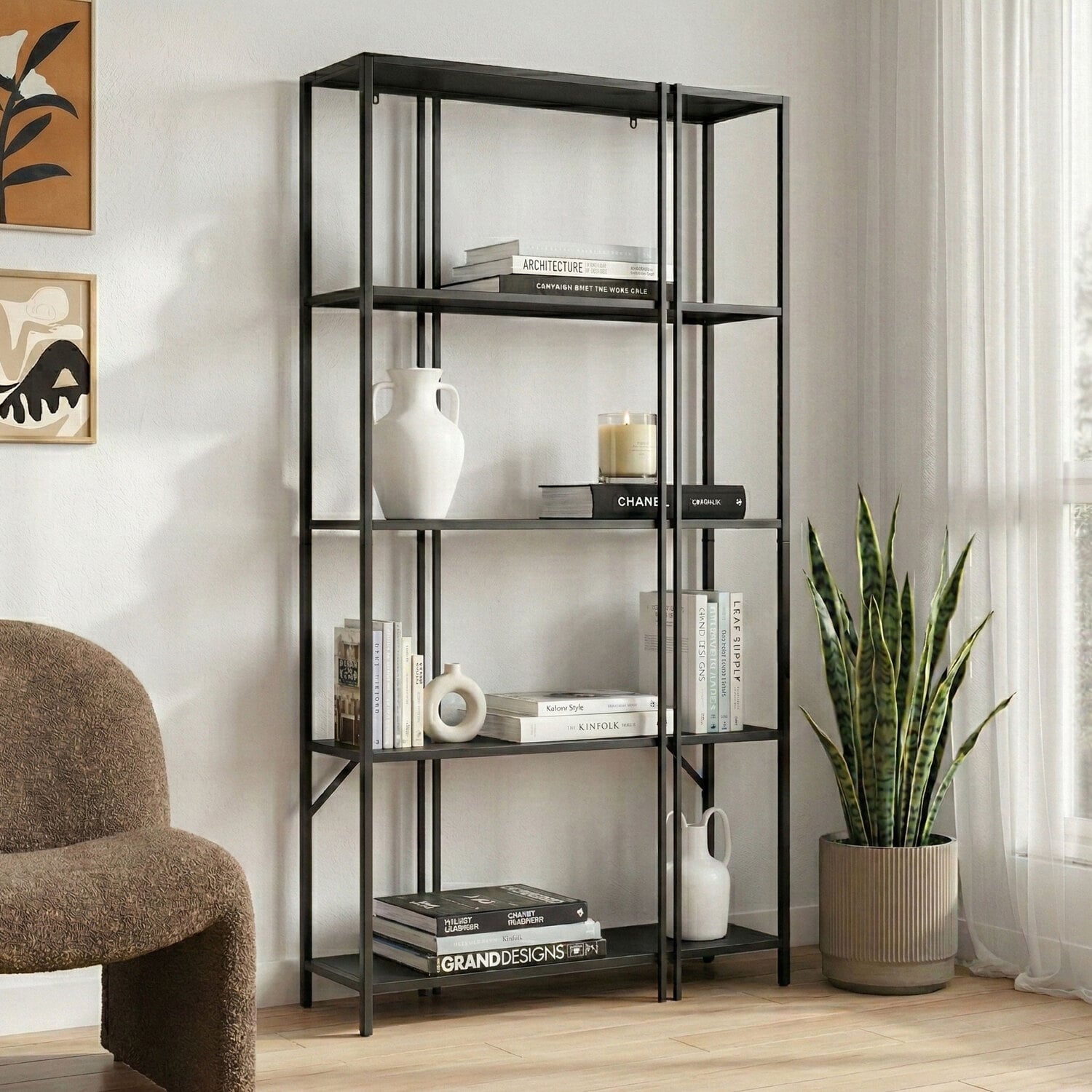 Miles 5 Tier Iron Bookshelf