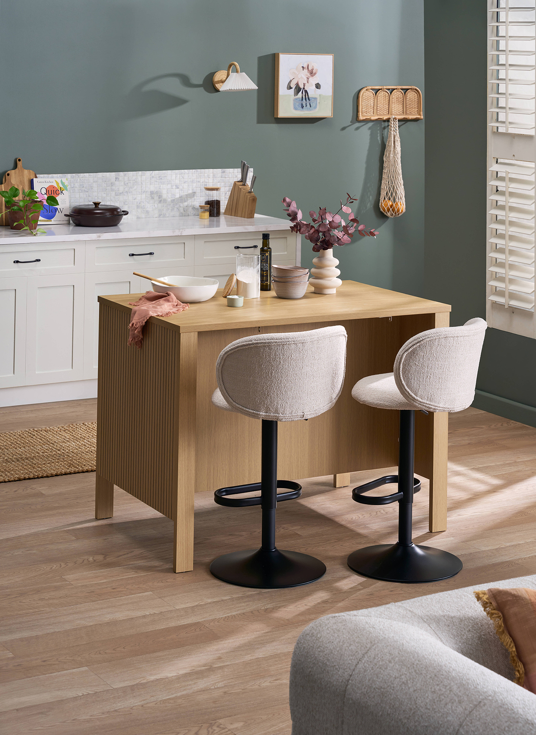 Noel  Boucle Adjustable Bar Stools