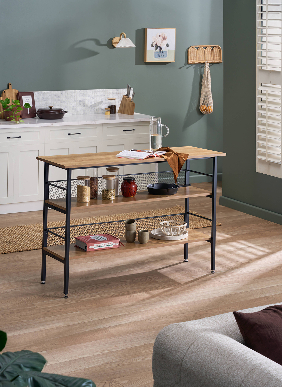 Obera Kitchen Island Bench with Storage
