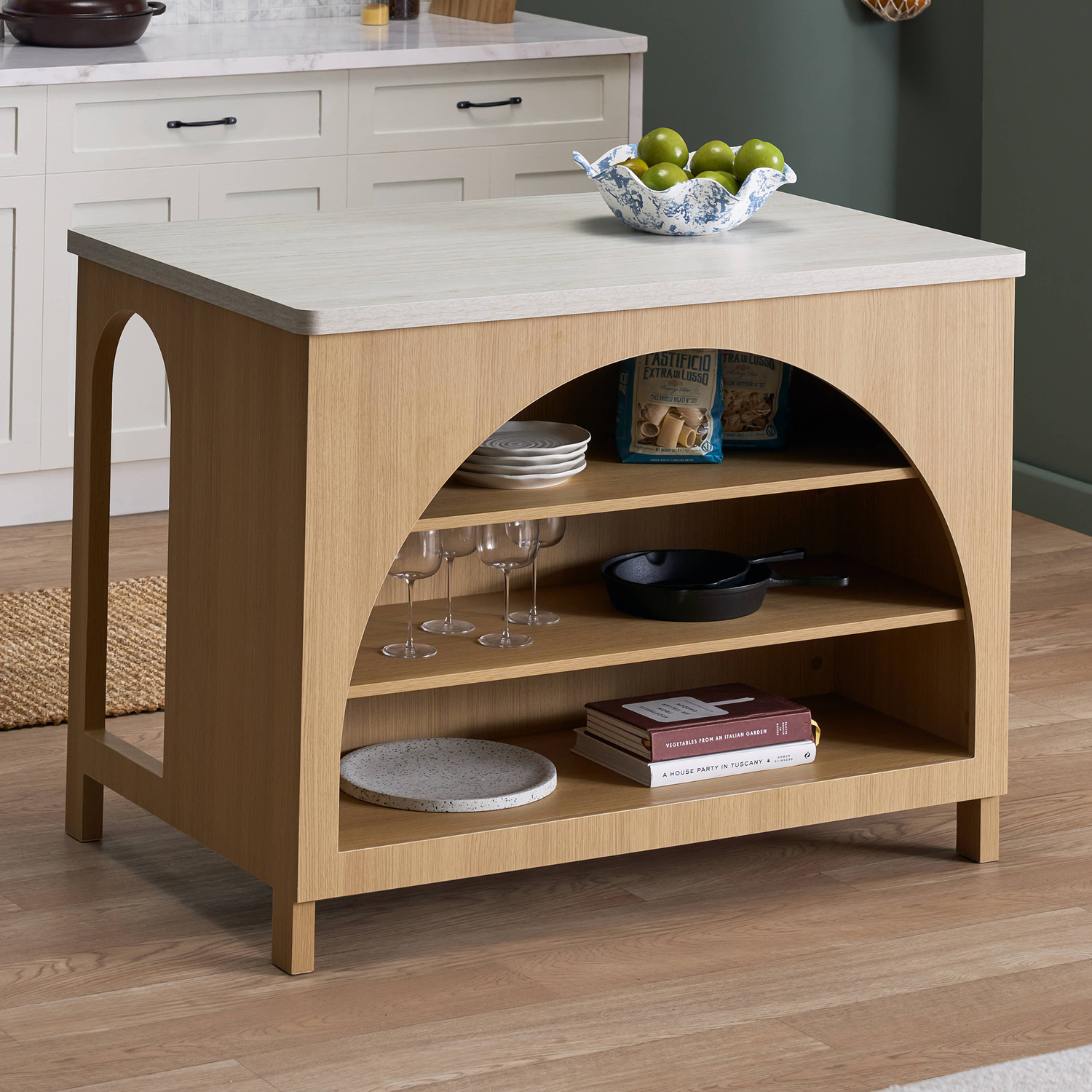 Duncan Travertine-Look Kitchen Island