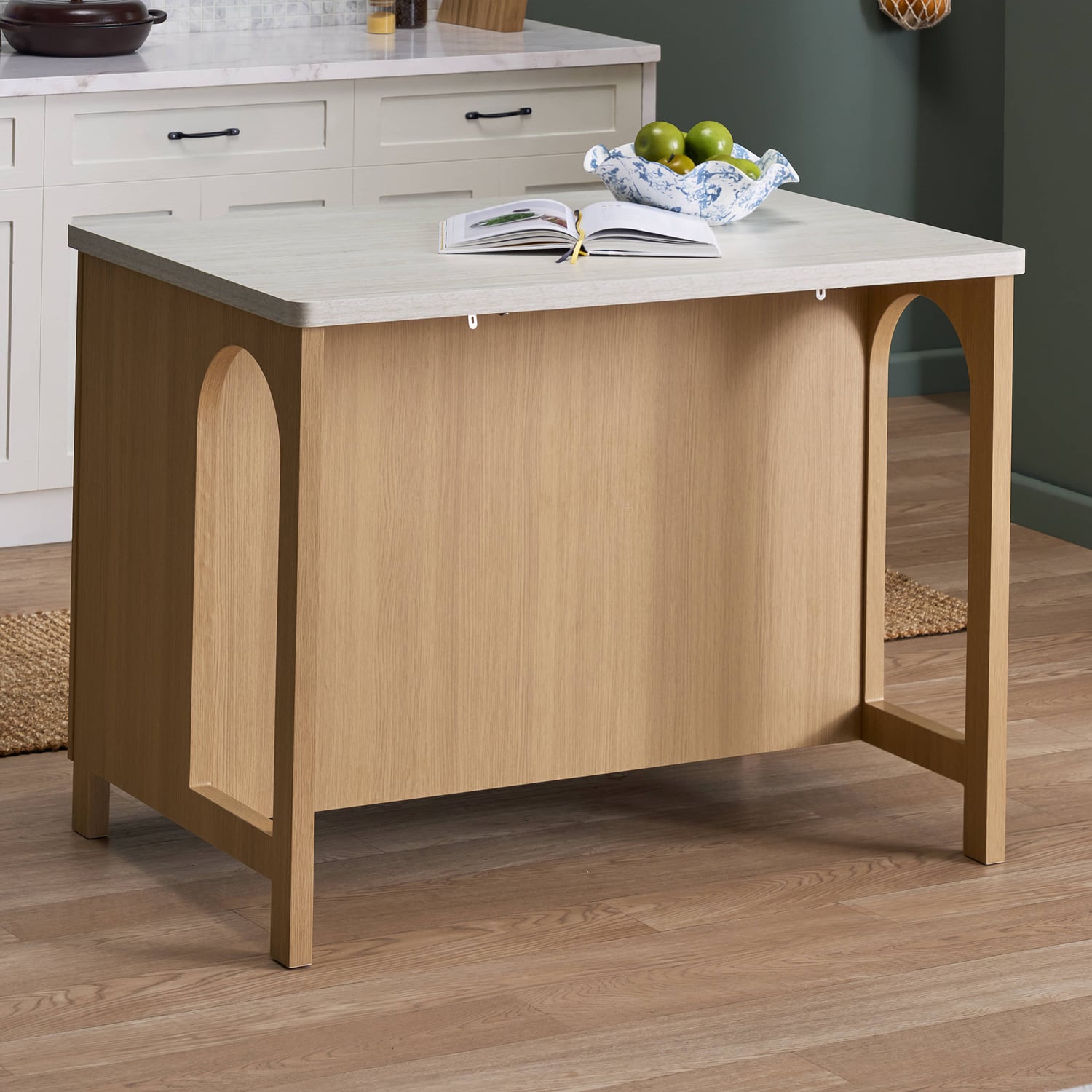 Duncan Travertine-Look Kitchen Island
