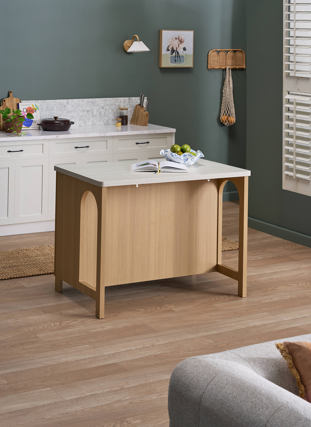 Duncan Travertine-Look Kitchen Island
