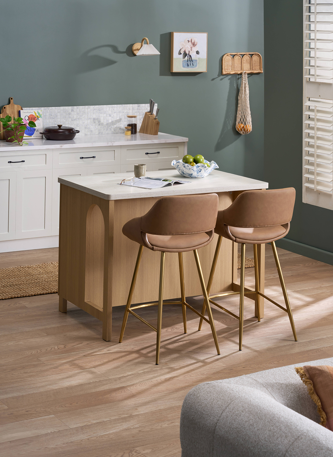 Duncan Travertine-Look Kitchen Island
