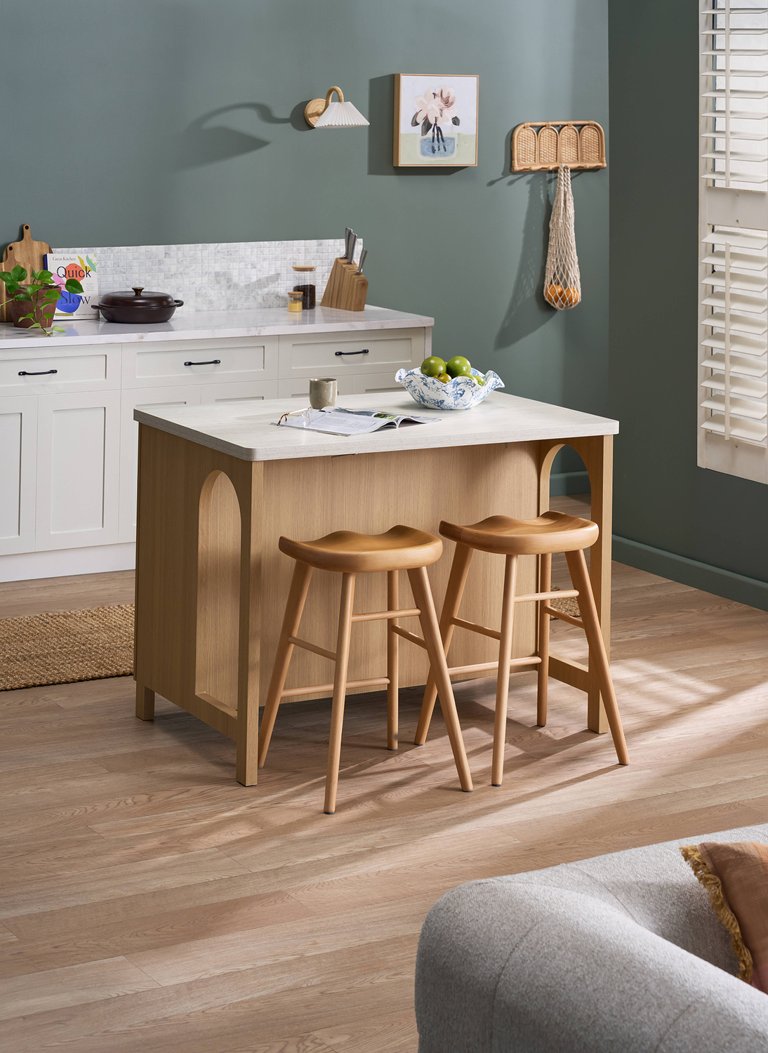 Duncan Travertine-Look Kitchen Island