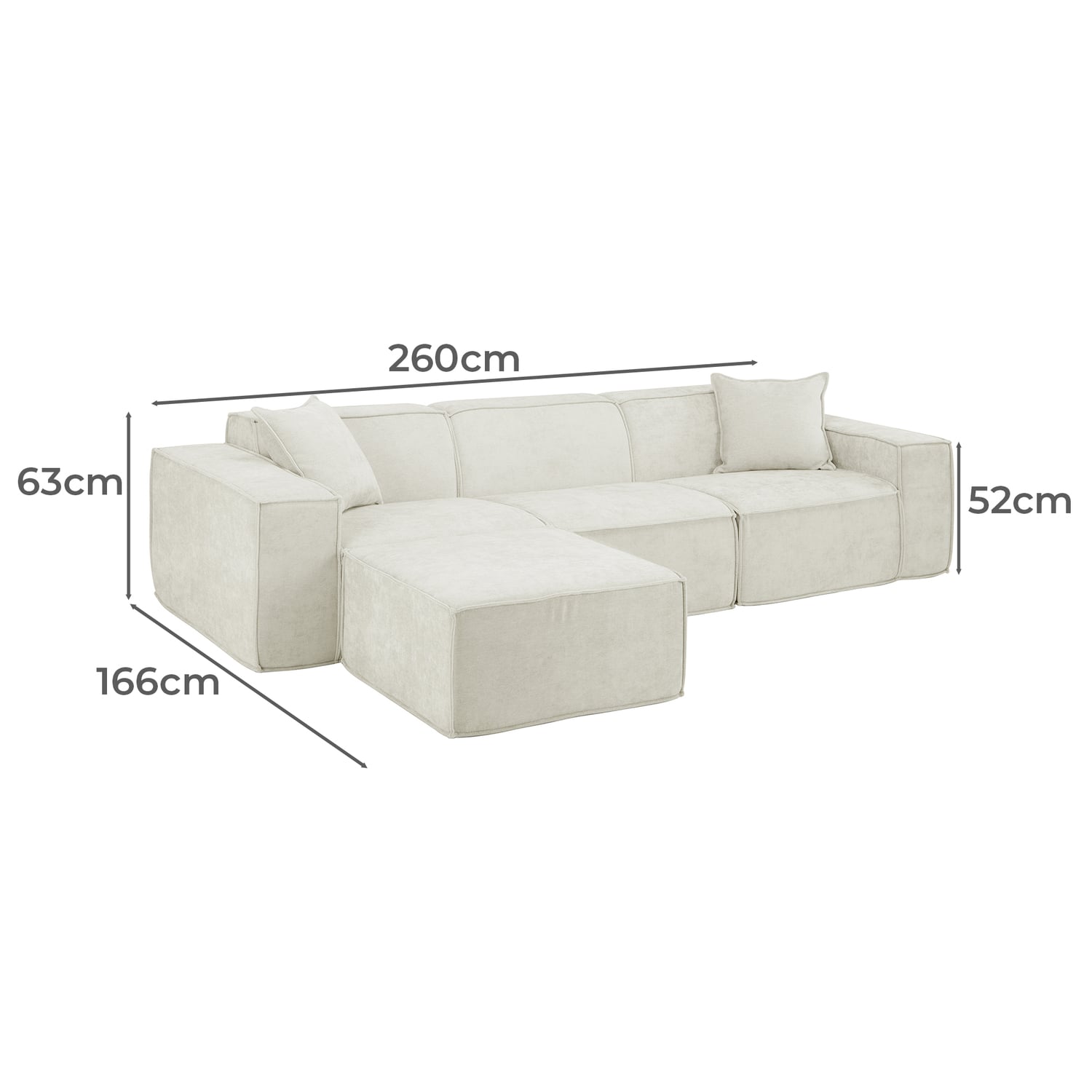 Cubo 4 Seater Chenille Modular Sofa & Ottoman Set