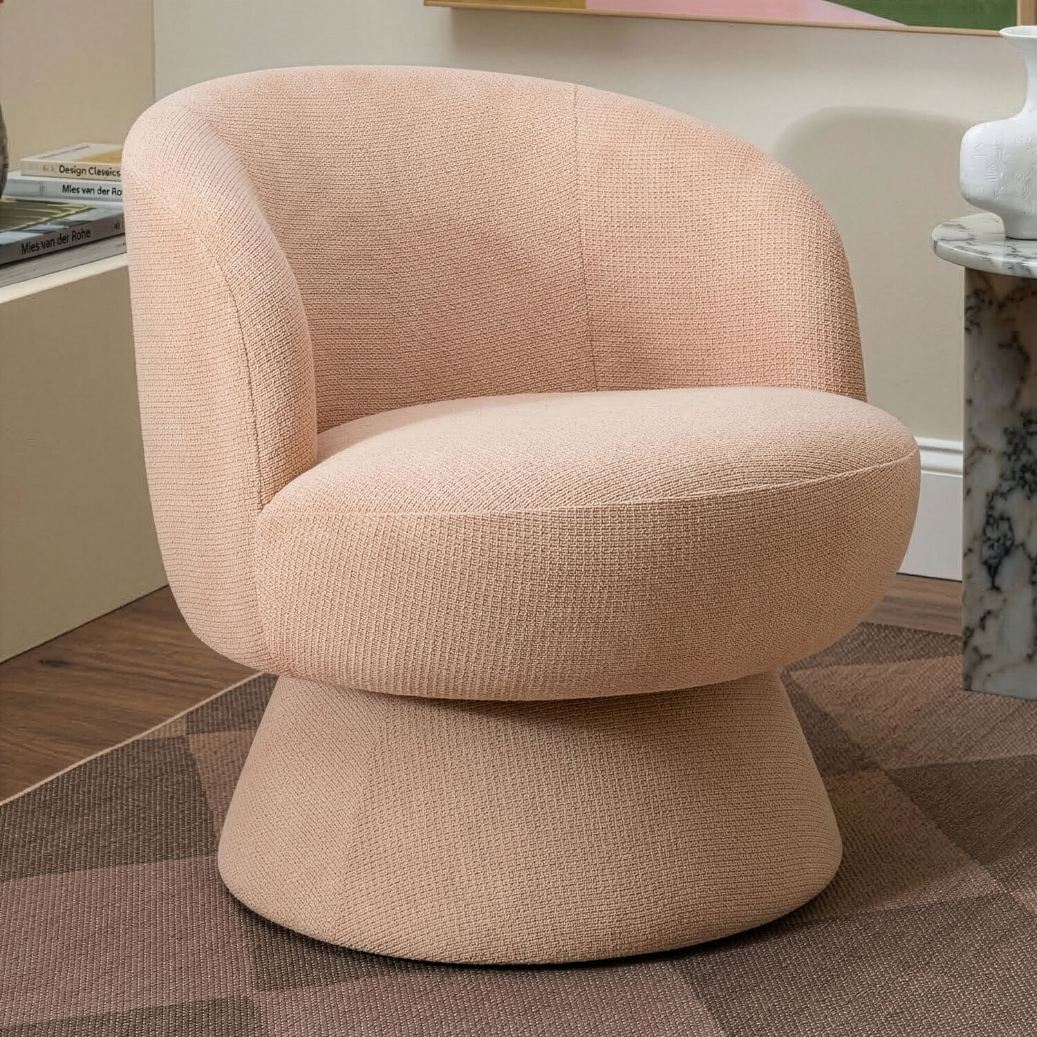 Eloise Chenille Swivel Armchair