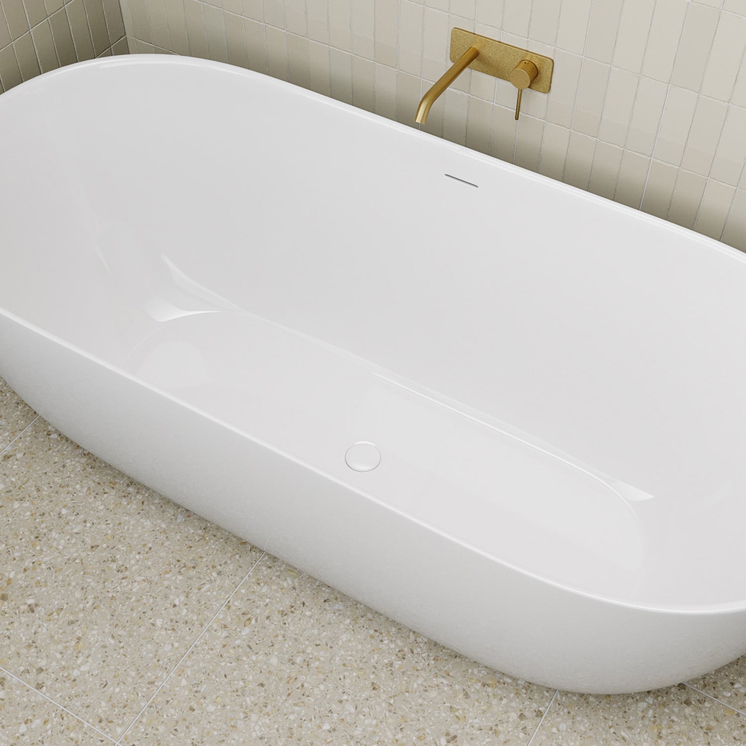 Avalon 1700mm Gloss White Curve Acrylic Freestanding Bath