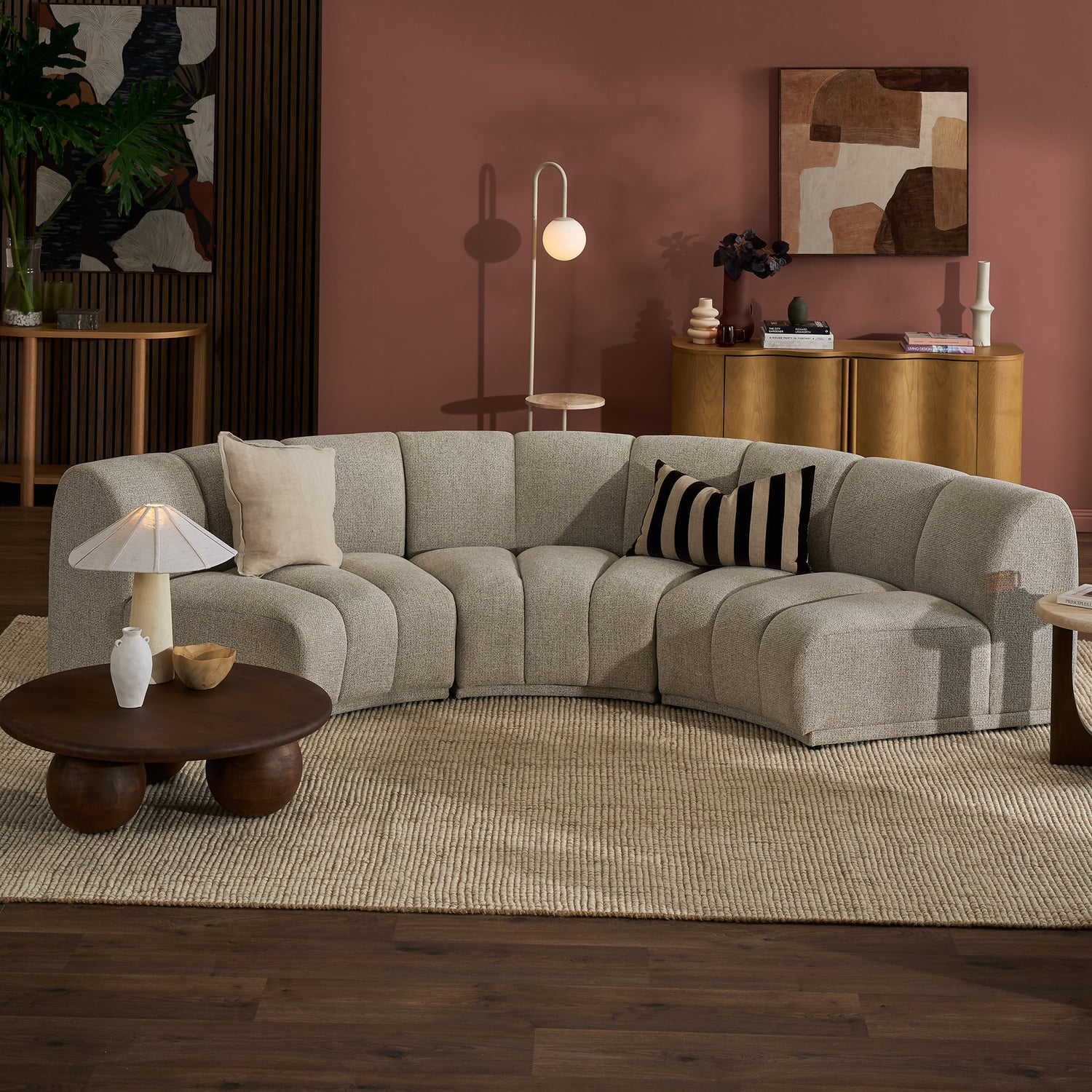 Arco Curved 3 Seater Chenille Modular Sofa