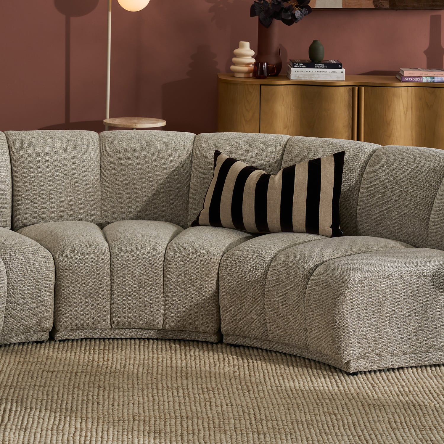 Arco Curved 3 Seater Chenille Modular Sofa