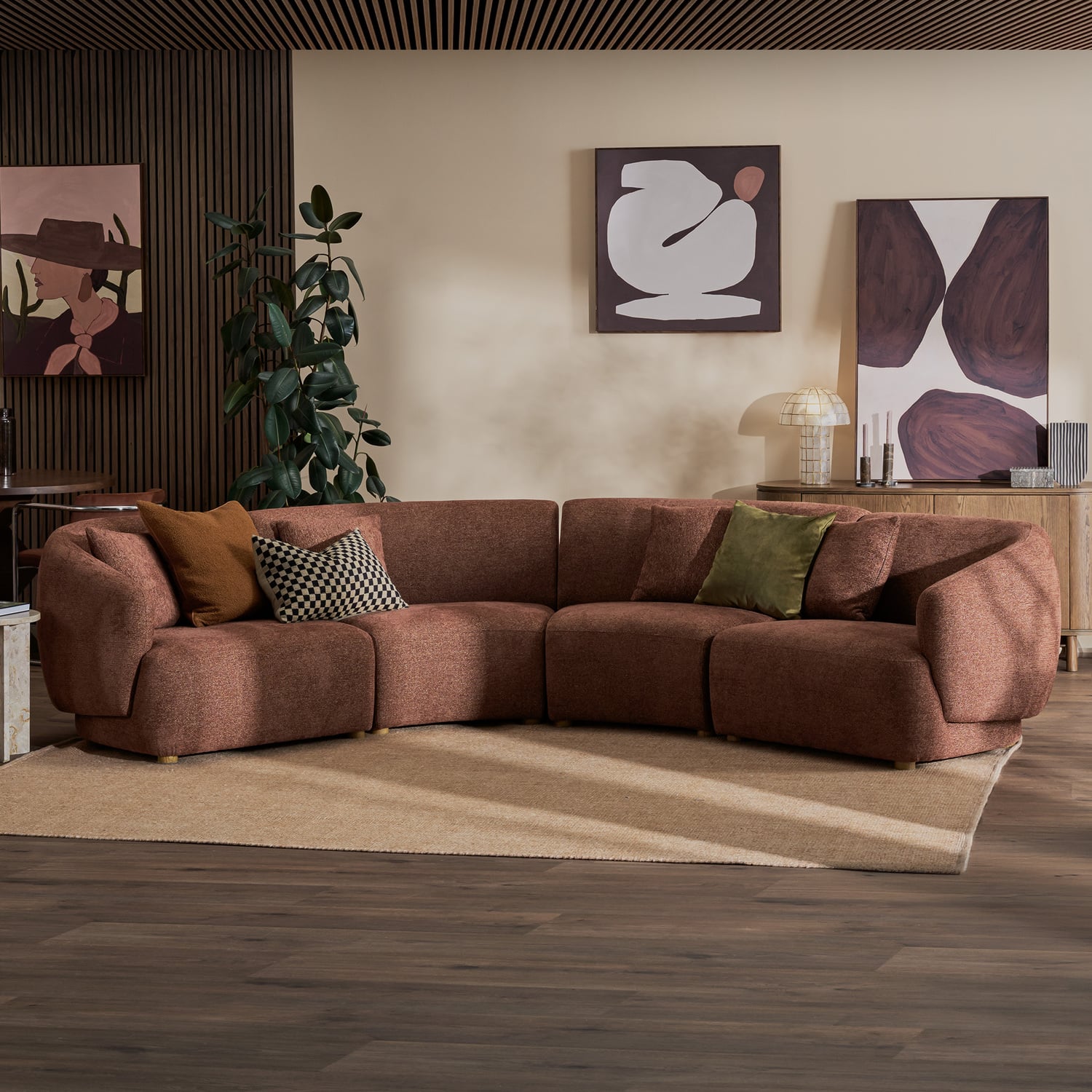 Crescent 4 Seater Chenille Modular Sofa