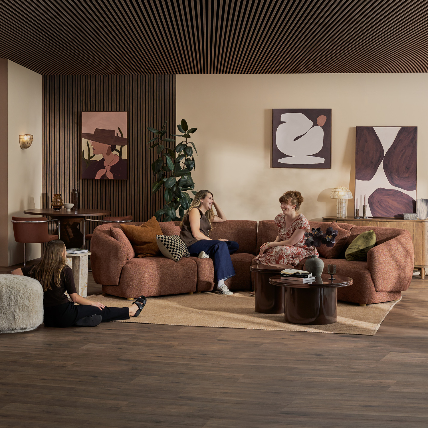 Crescent 4 Seater Chenille Modular Sofa