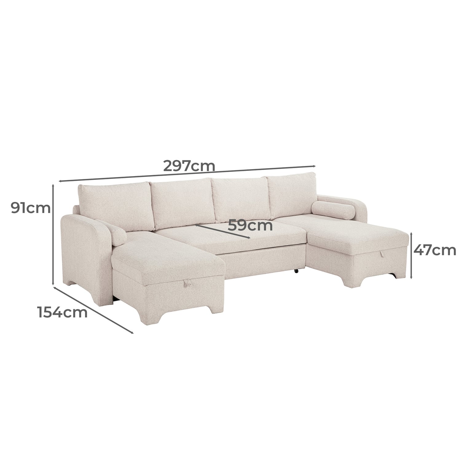 Frida 4 Seater Storage Sofa Bed with Double Chaise