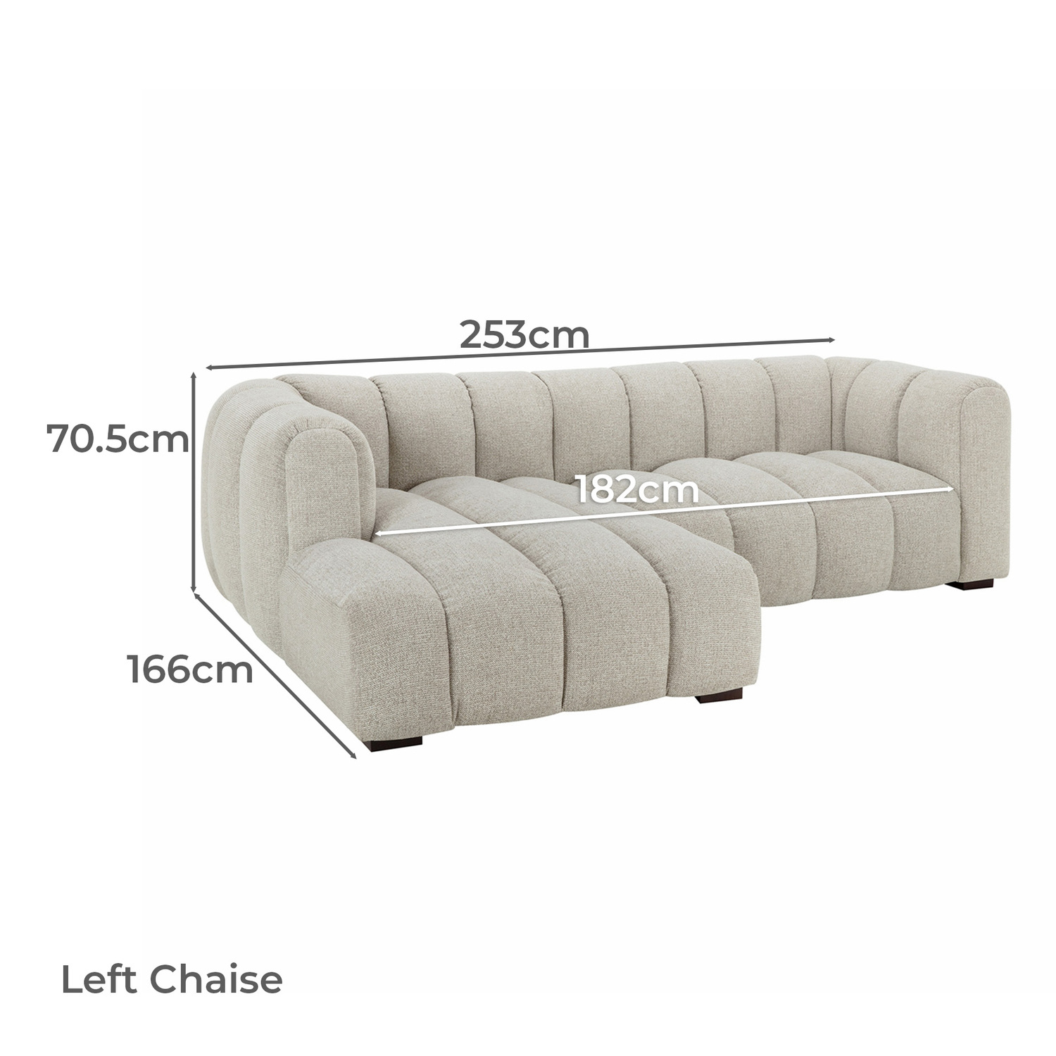 Nelson Premium 3 Seater Upholstered Sofa with Chaise