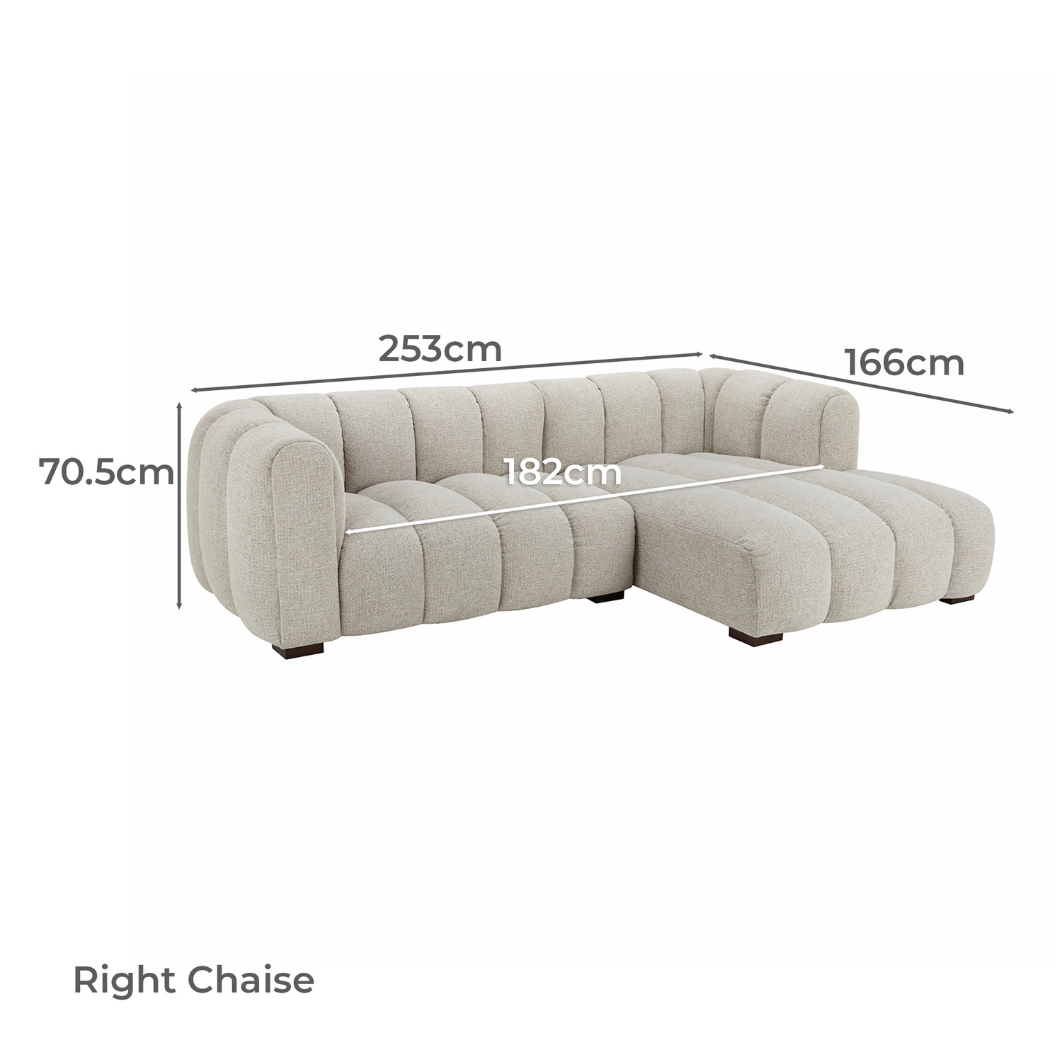 Nelson Premium 3 Seater Upholstered Sofa with Chaise