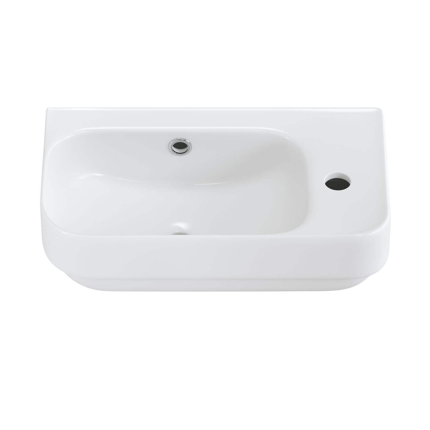 Sabina 450mm Gloss White Ceramic Wall Hung Basin with Overflow