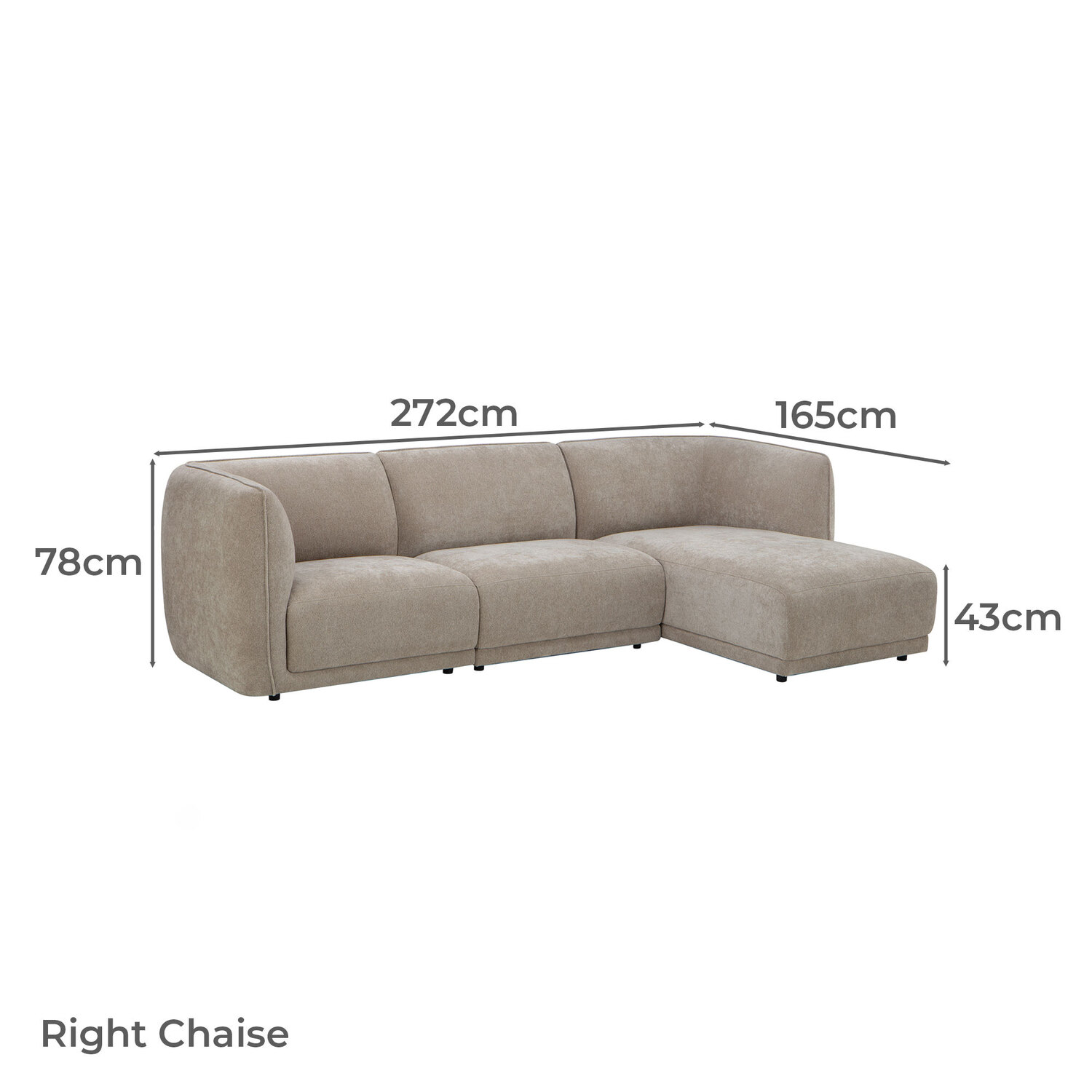 Vivian 4 Seater Sofa with Chaise