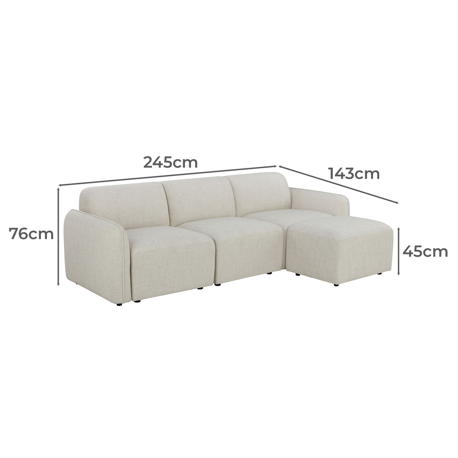 Barton 4 Seater Modular Sofa & Ottoman Set