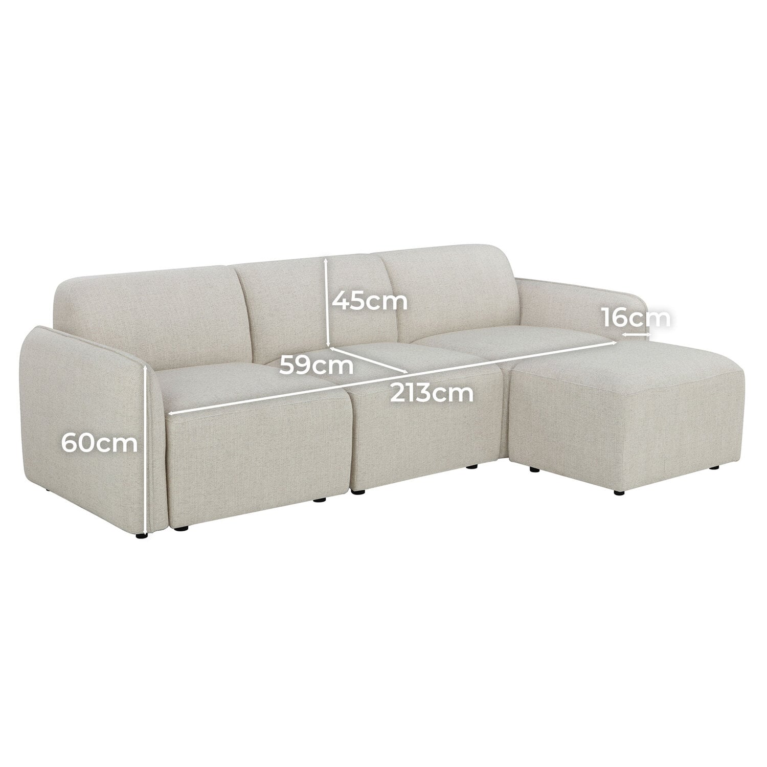 Barton 4 Seater Modular Sofa & Ottoman Set