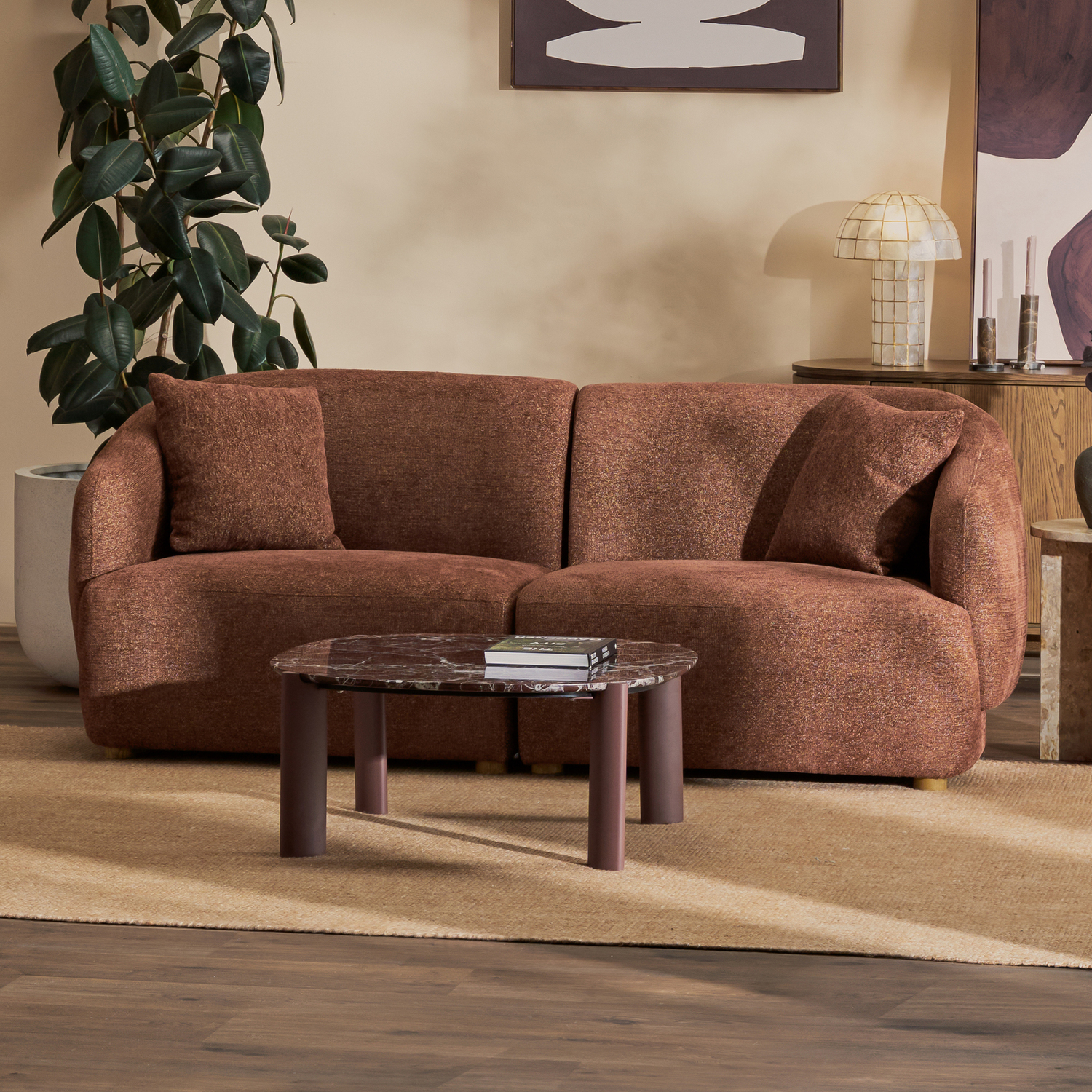 Crescent 4 Seater Chenille Modular Sofa