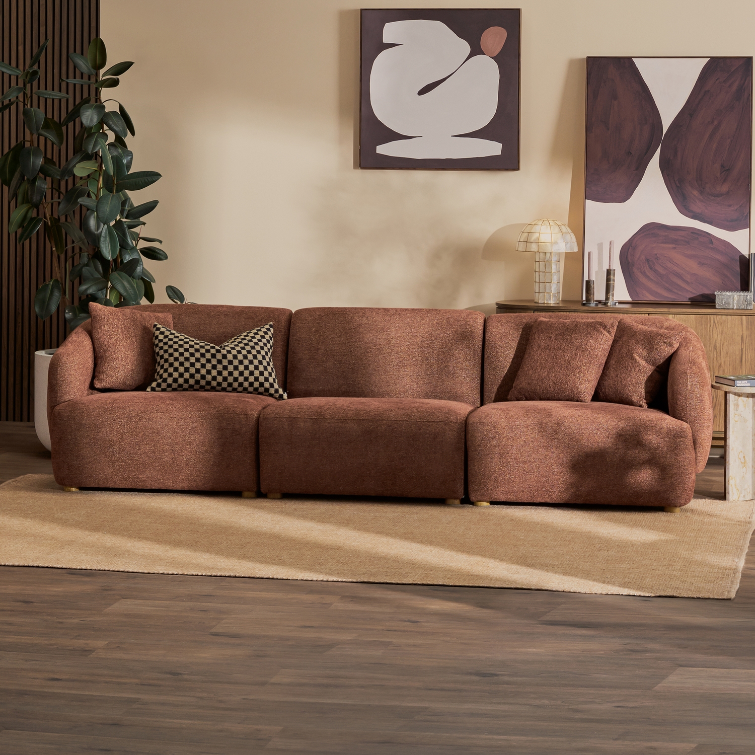 Crescent 4 Seater Chenille Modular Sofa