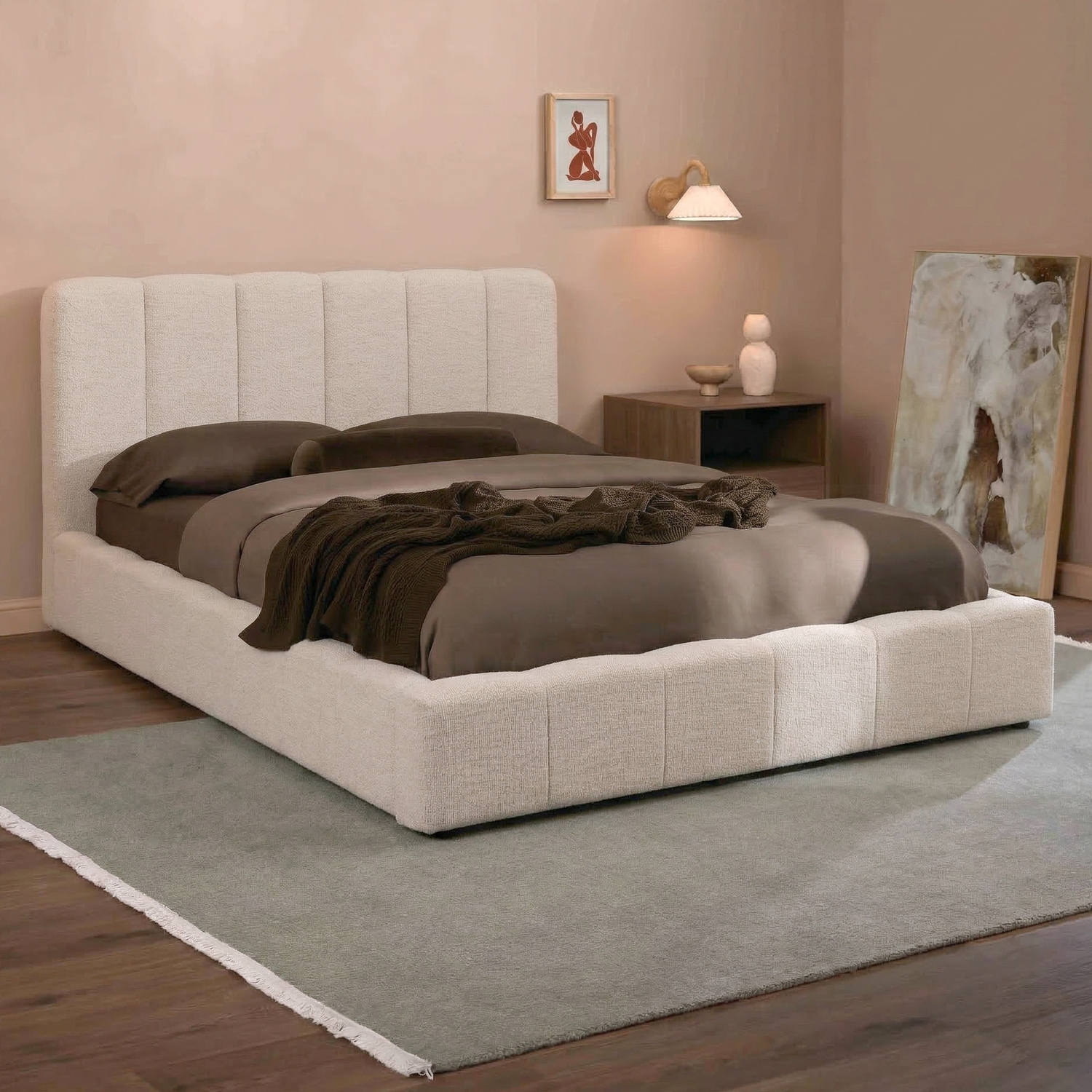 Natural Cora Boucle Bed