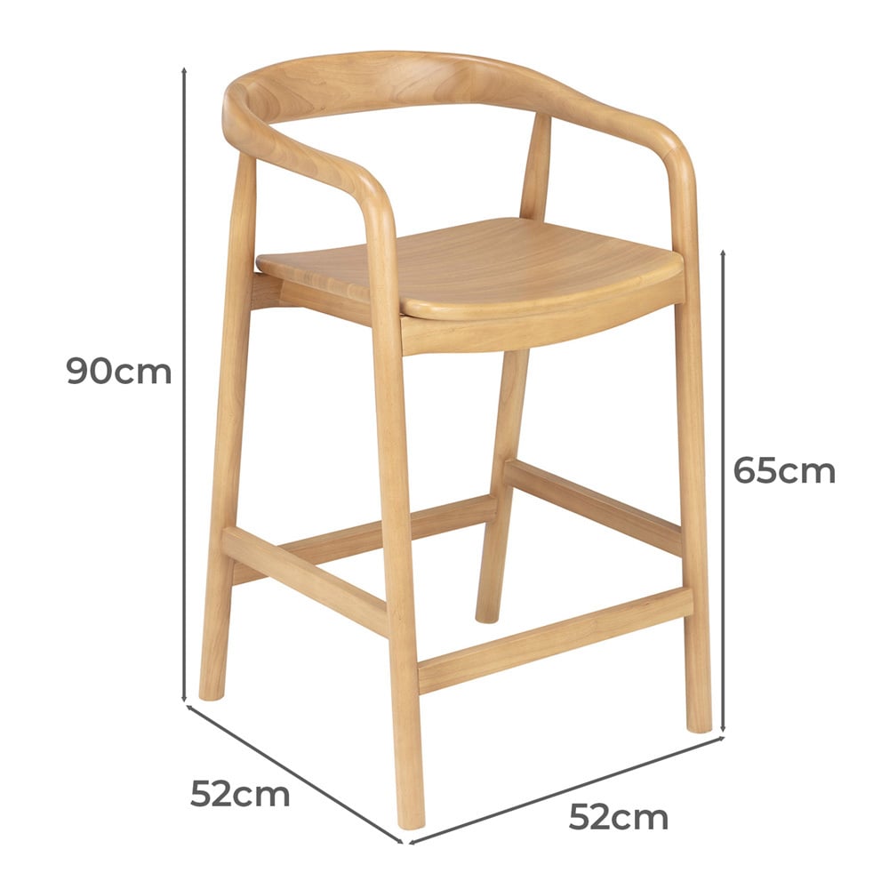 65cm Bali Rubberwood Bar Stool
