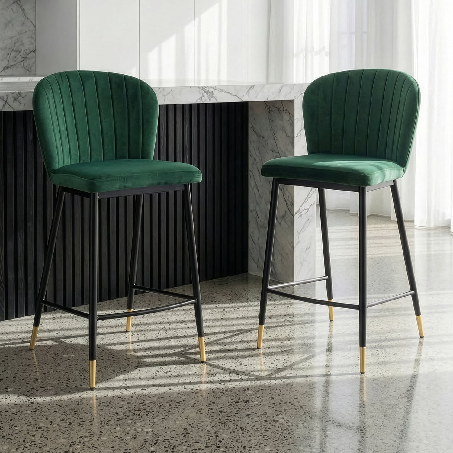 67cm Green Venus Velvet Bar Stools
