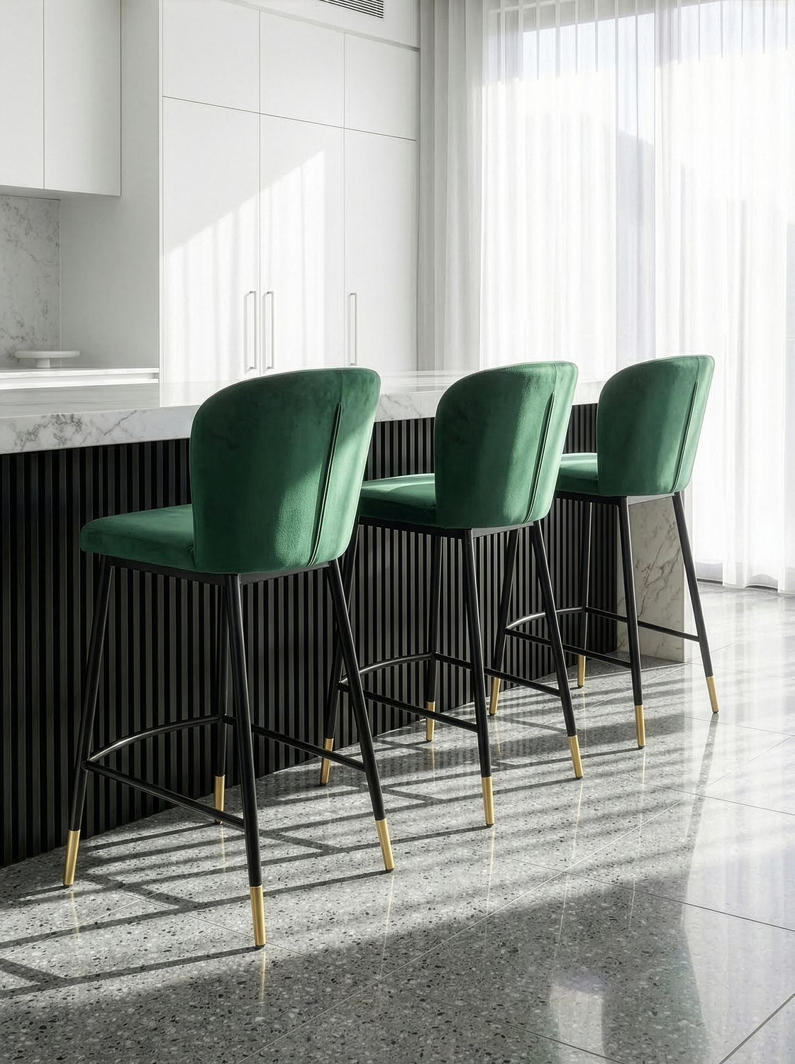 67cm Green Venus Velvet Bar Stools