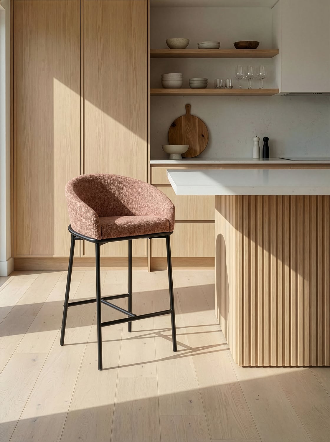 65cm Tammy Boucle Counter Stool
