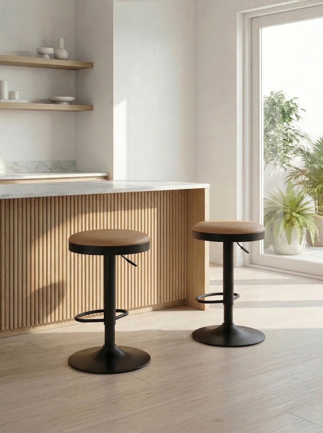 Clem Faux Leather Adjustable Bar Stools