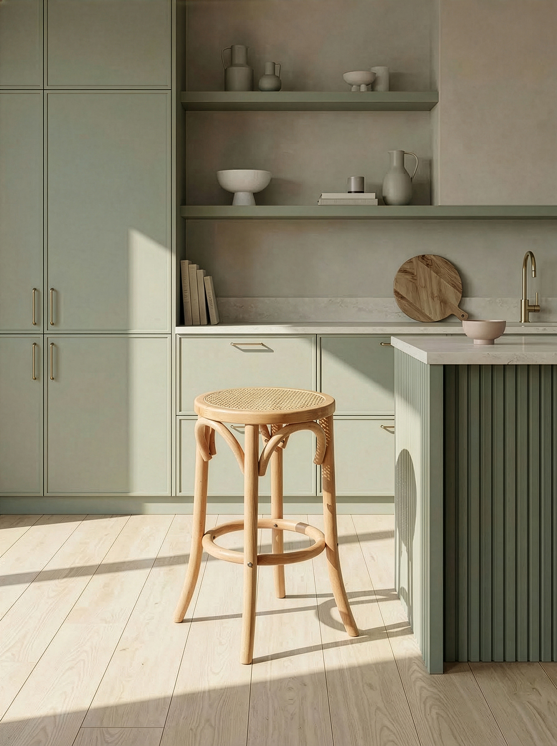 65cm Premium Luca Beech Wood & Rattan Barstool