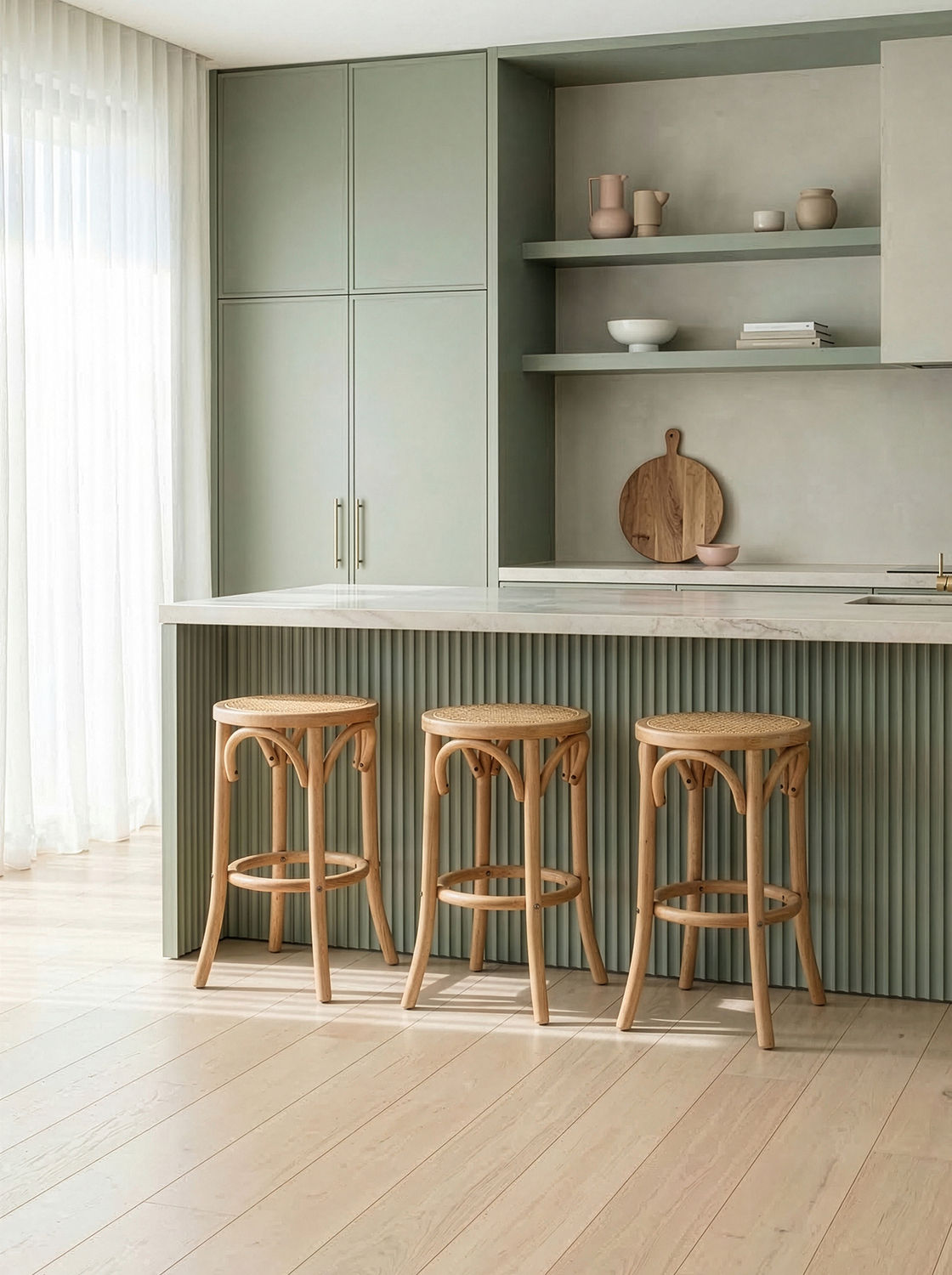 65cm Premium Luca Beech Wood & Rattan Barstool