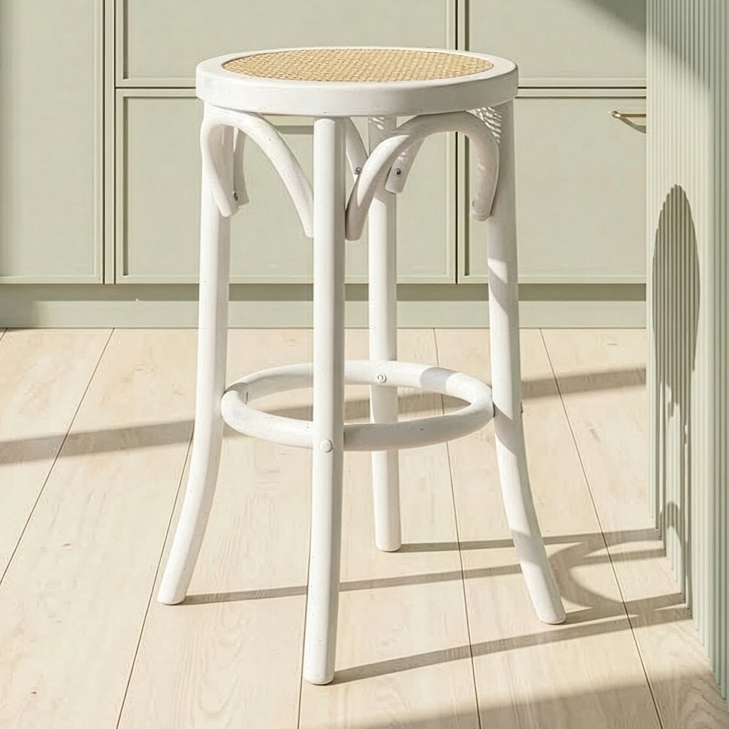 65cm Premium Luca Beech Wood & Rattan Barstool