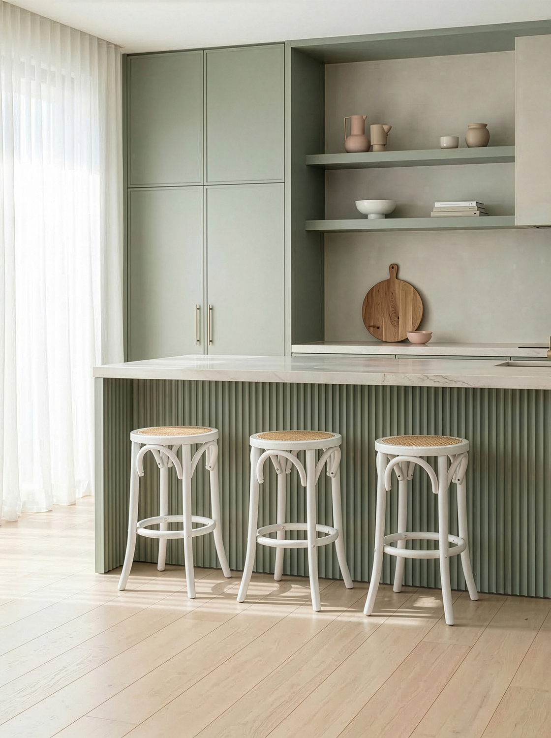 65cm Premium Luca Beech Wood & Rattan Barstool