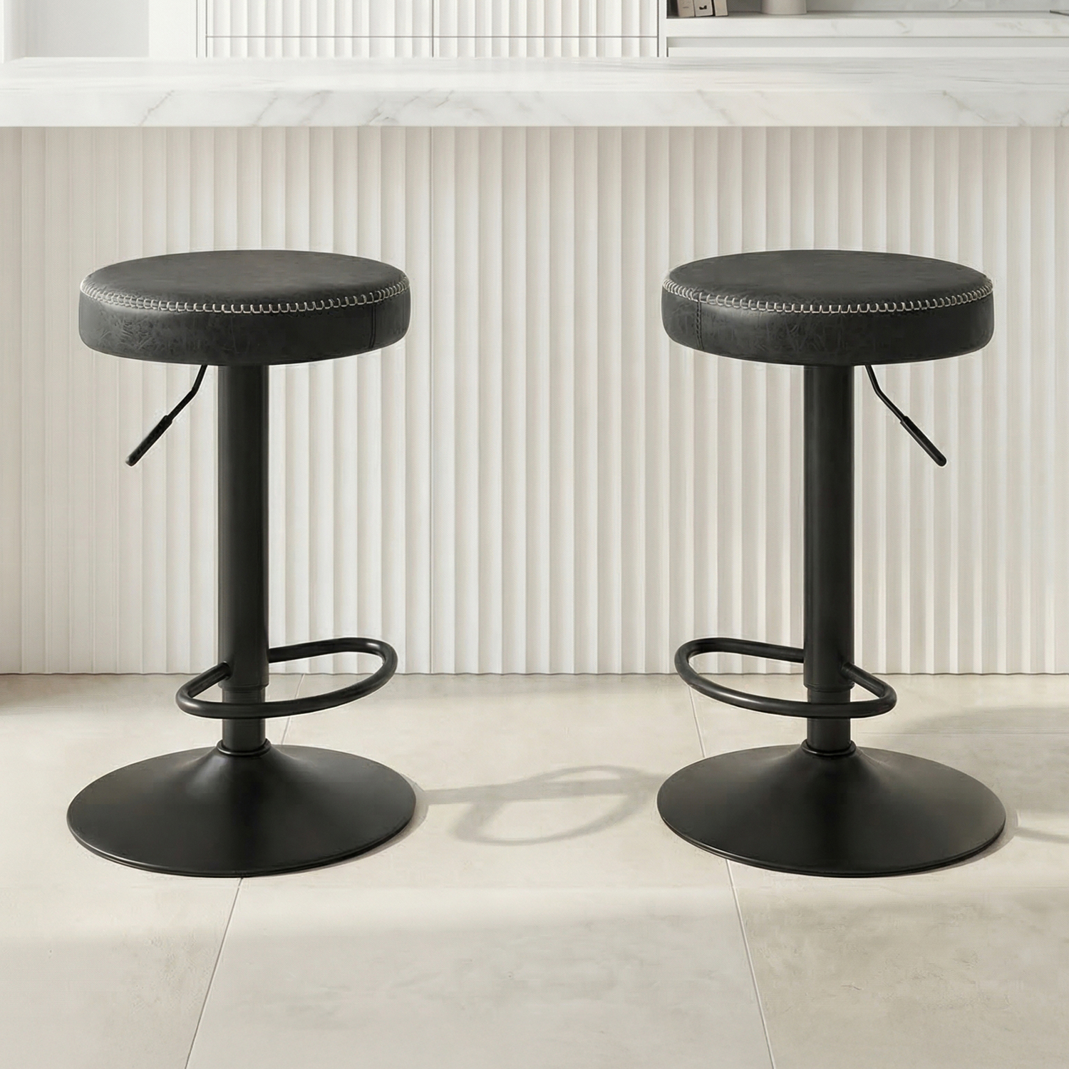 Elwood Faux Leather Adjustable Bar Stools