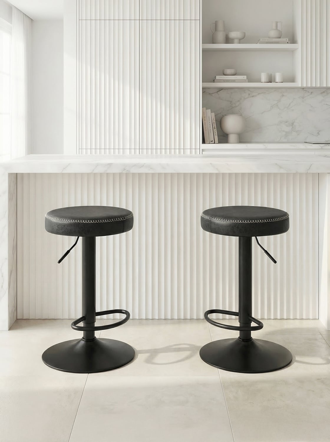 Elwood Faux Leather Adjustable Bar Stools